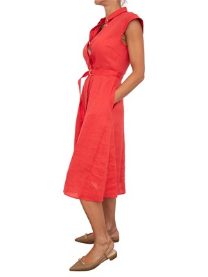 Chemisier smanicato Emme Marella in lino rosso in DONNA