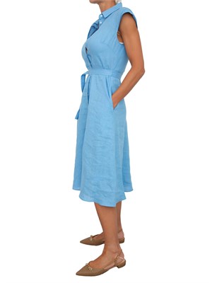 Chemisier smanicato Emme Marella in lino azzurro in DONNA