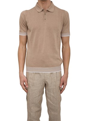 Polo Peserico in filato di lino e cotone crepe beige in UOMO