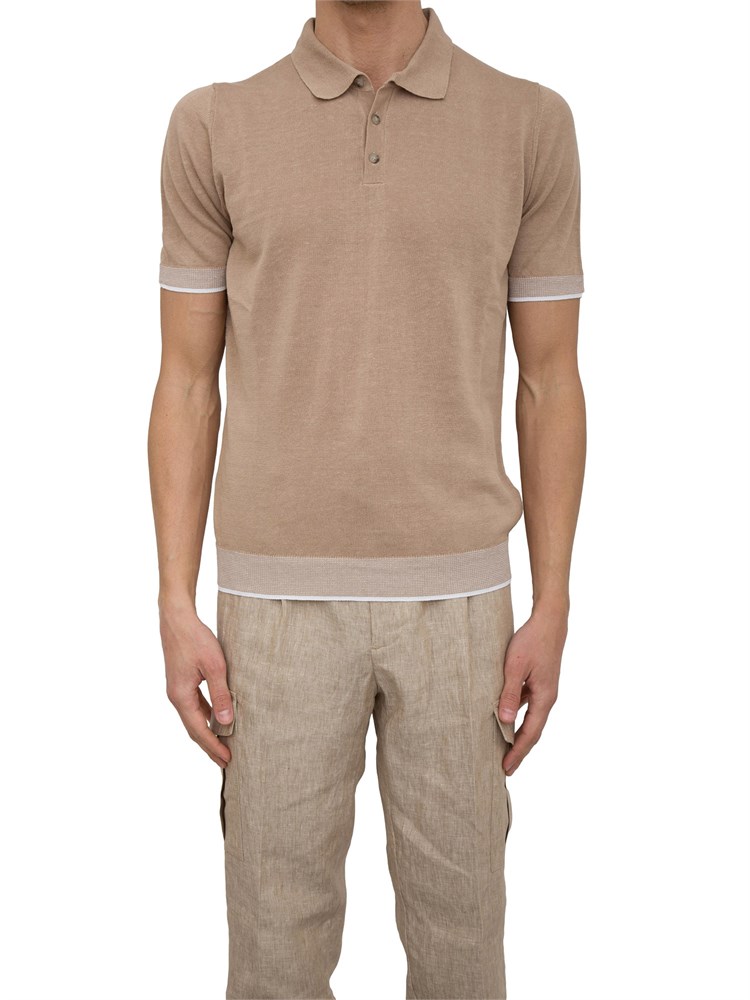Polo Peserico in filato di lino e cotone crepe beige