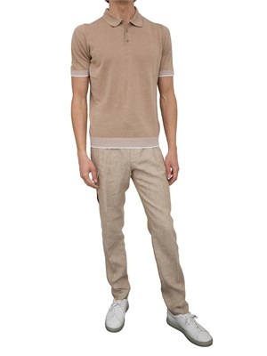 Polo Peserico in filato di lino e cotone crepe beige in UOMO