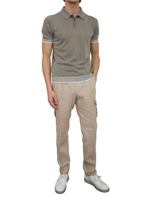 Polo Peserico in filato di lino e cotone crepe verde in UOMO