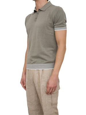 Polo Peserico in filato di lino e cotone crepe verde in UOMO