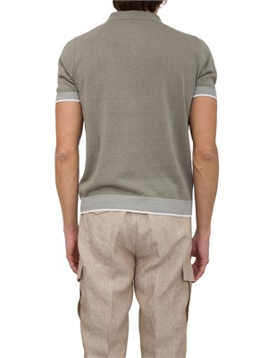 Polo Peserico in filato di lino e cotone crepe verde in UOMO