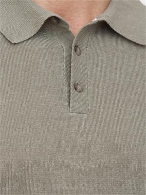 Polo Peserico in filato di lino e cotone crepe verde in UOMO