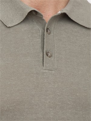 Polo Peserico in filato di lino e cotone crepe verde in UOMO