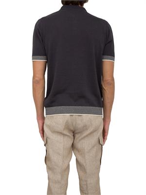 Polo Peserico in filato di lino e cotone crepe blu in UOMO