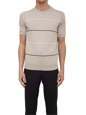 T-shirt girocollo Peserico in filato di puro cotone beige in UOMO