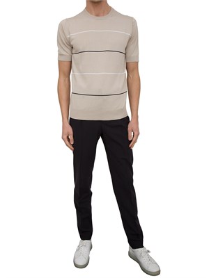 T-shirt girocollo Peserico in filato di puro cotone beige in UOMO