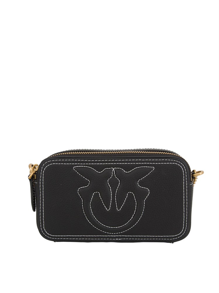 Borsetta a tracolla Pinko con logo Love Birds in rilievo nero