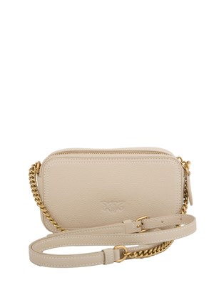 Borsetta a tracolla Pinko con logo Love Birds in rilievo beige in DONNA