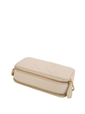 Borsetta a tracolla Pinko con logo Love Birds in rilievo beige in DONNA