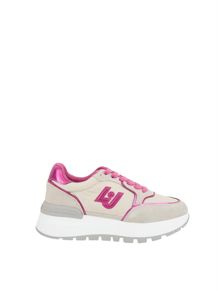 Sneakers Liu Jo platform in suede e nylon beige/fuxia