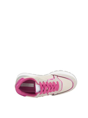 Sneakers Liu Jo platform in suede e nylon beige/fuxia in DONNA