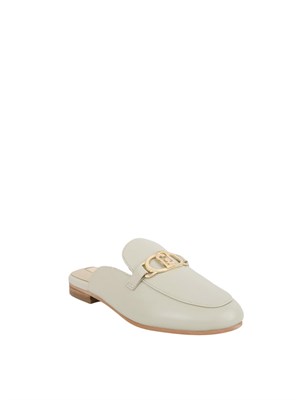 Slippers Liu Jo in pelle bianco panna con logo in DONNA