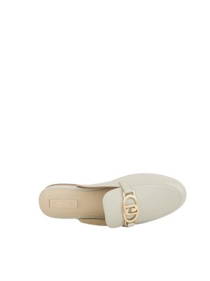Slippers Liu Jo in pelle bianco panna con logo in DONNA
