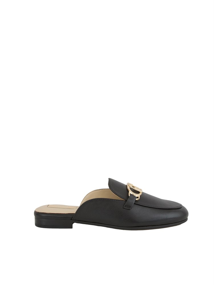Slippers Liu Jo in pelle nera con logo