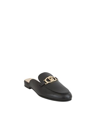 Slippers Liu Jo in pelle nera con logo in DONNA