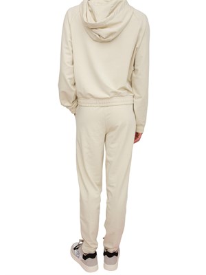 Tuta donna EA7 Emporio Armani in misto cotone e modal beige con logo metallizzato in DONNA