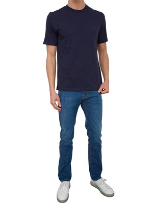 T-shirt girocollo Jacob Cohen in cotone blu in UOMO