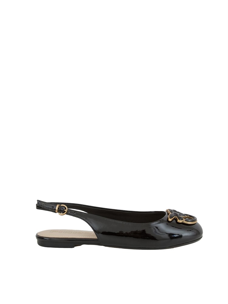 Ballerine slingback Pinko in vernice nera con logo