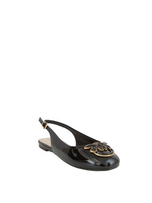 Ballerine slingback Pinko in vernice nera con logo in DONNA