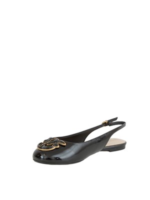 Ballerine slingback Pinko in vernice nera con logo in DONNA
