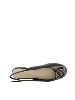 Ballerine slingback Pinko in vernice nera con logo in DONNA