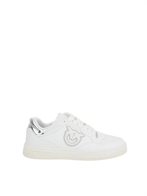 Sneakers da tennis Pinko in pelle con dettagli metallizzati bianco in DONNA