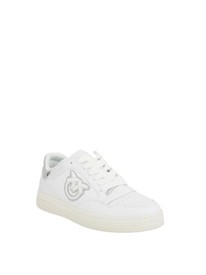 Sneakers da tennis Pinko in pelle con dettagli metallizzati bianco in DONNA