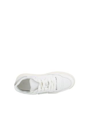 Sneakers da tennis Pinko in pelle con dettagli metallizzati bianco in DONNA
