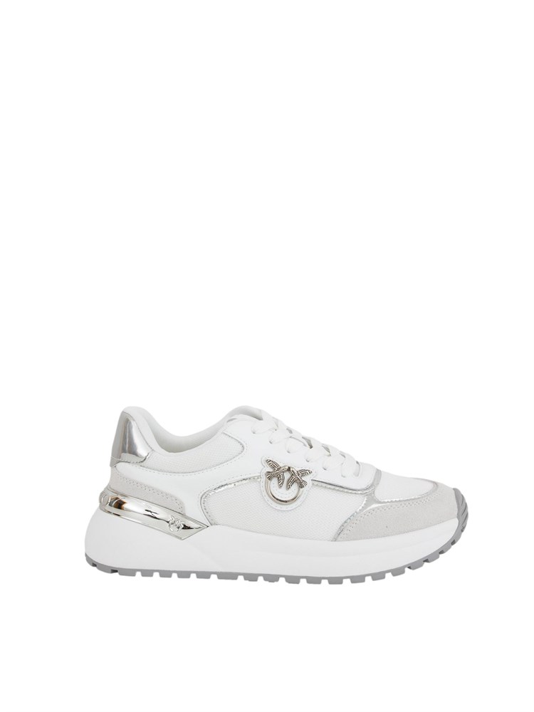Sneakers Pinko con logo e dettagli specchiato bianco
