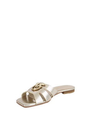 Ciabattine oro Pinko in nappa con logo uccellini in DONNA