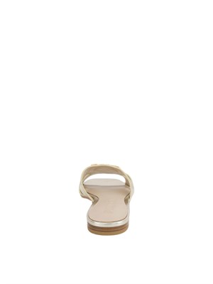 Ciabattine oro Pinko in nappa con logo uccellini in DONNA
