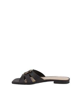 Ciabattine nere Pinko in nappa con logo uccellini in DONNA