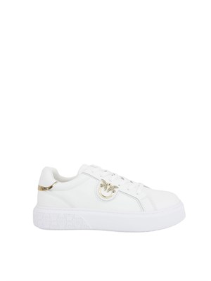 Sneakers Pinko flatform con suola alta e logo in metallo bianco in DONNA