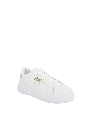 Sneakers Pinko flatform con suola alta e logo in metallo bianco in DONNA