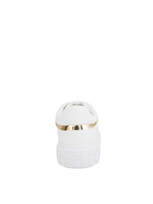 Sneakers Pinko flatform con suola alta e logo in metallo bianco in DONNA