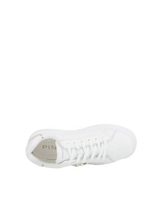 Sneakers Pinko flatform con suola alta e logo in metallo bianco in DONNA