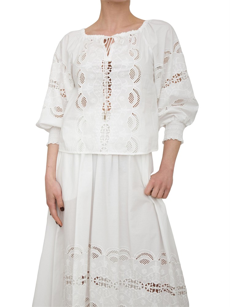 LIU JO Blusa Liu-jo in cotone con ricami bianco