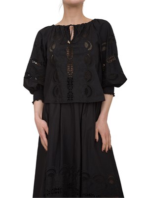 LIU JO Blusa Liu-jo in cotone con ricami nero in DONNA
