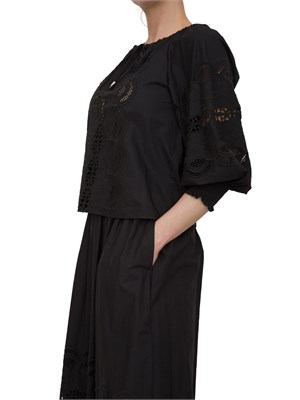 LIU JO Blusa Liu-jo in cotone con ricami nero in DONNA