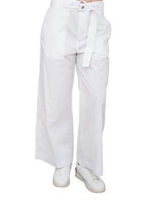 LIU JO Pantaloni Liu-Jo a palazzo cropped con cintura bianco in DONNA