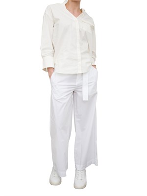 LIU JO Pantaloni Liu-Jo a palazzo cropped con cintura bianco in DONNA