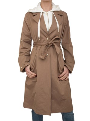 Cappotto beige Liu Jo in cotone con cintura in vita e bottoni oro in DONNA