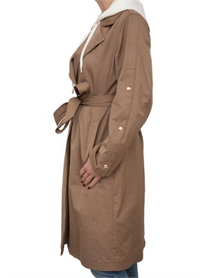 Cappotto beige Liu Jo in cotone con cintura in vita e bottoni oro in DONNA