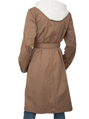 Cappotto beige Liu Jo in cotone con cintura in vita e bottoni oro in DONNA