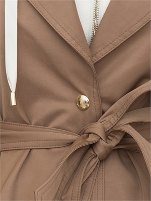 Cappotto beige Liu Jo in cotone con cintura in vita e bottoni oro in DONNA