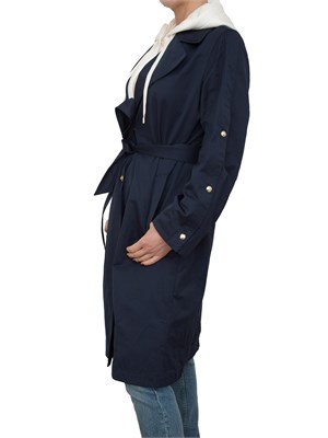 Cappotto blu Liu Jo in cotone con cintura in vita e bottoni oro in DONNA