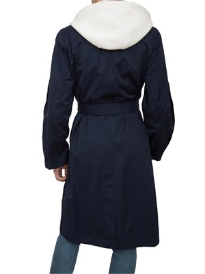 Cappotto blu Liu Jo in cotone con cintura in vita e bottoni oro in DONNA